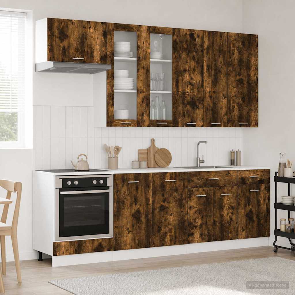 Kitchen Unit LYON 8 pcs Engineered Wood Smoked oak 100 cm