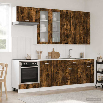 Kitchen Unit LYON 8 pcs Engineered Wood Smoked oak 100 cm