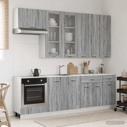 Kitchen Unit LYON 8 pcs Engineered Wood Grey sonoma 100 cm