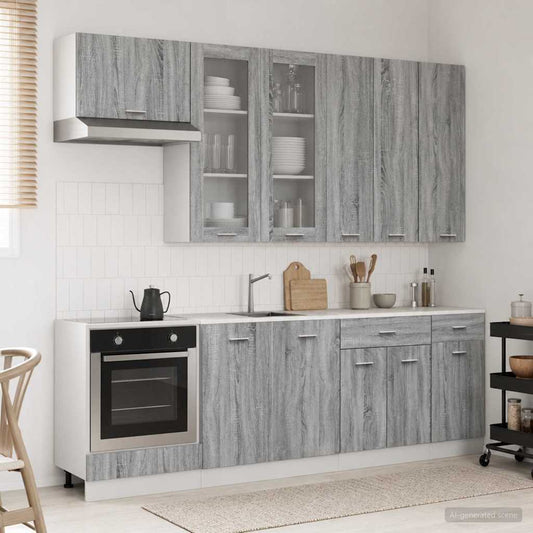 Kitchen Unit LYON 8 pcs Engineered Wood Grey sonoma 100 cm