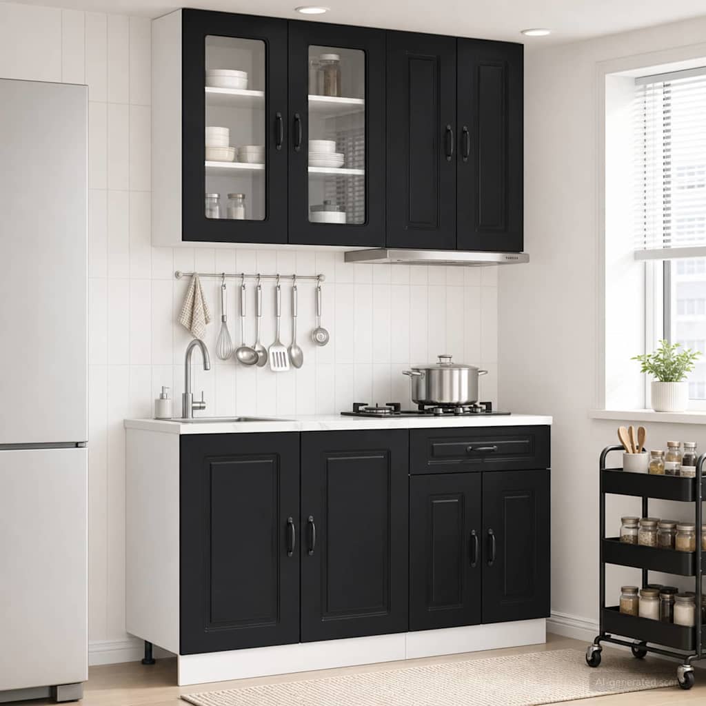 Kitchen Unit KALMAR 4 pcs Engineered Wood Black 80 cm