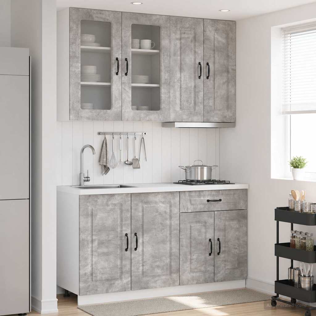 Kitchen Unit KALMAR 4 pcs Engineered Wood Concrete grey 80 cm