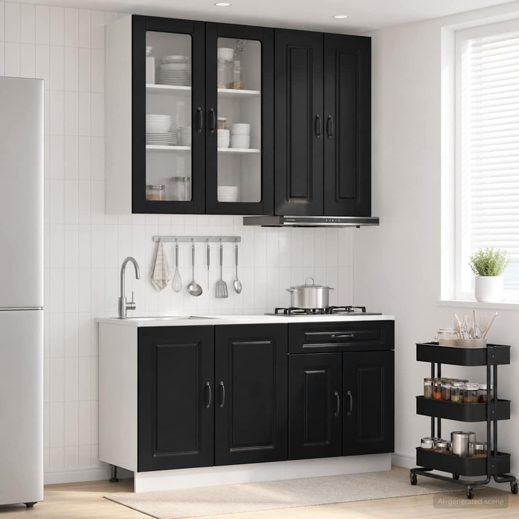 Kitchen Unit KALMAR 4 pcs Engineered Wood Black 100 cm