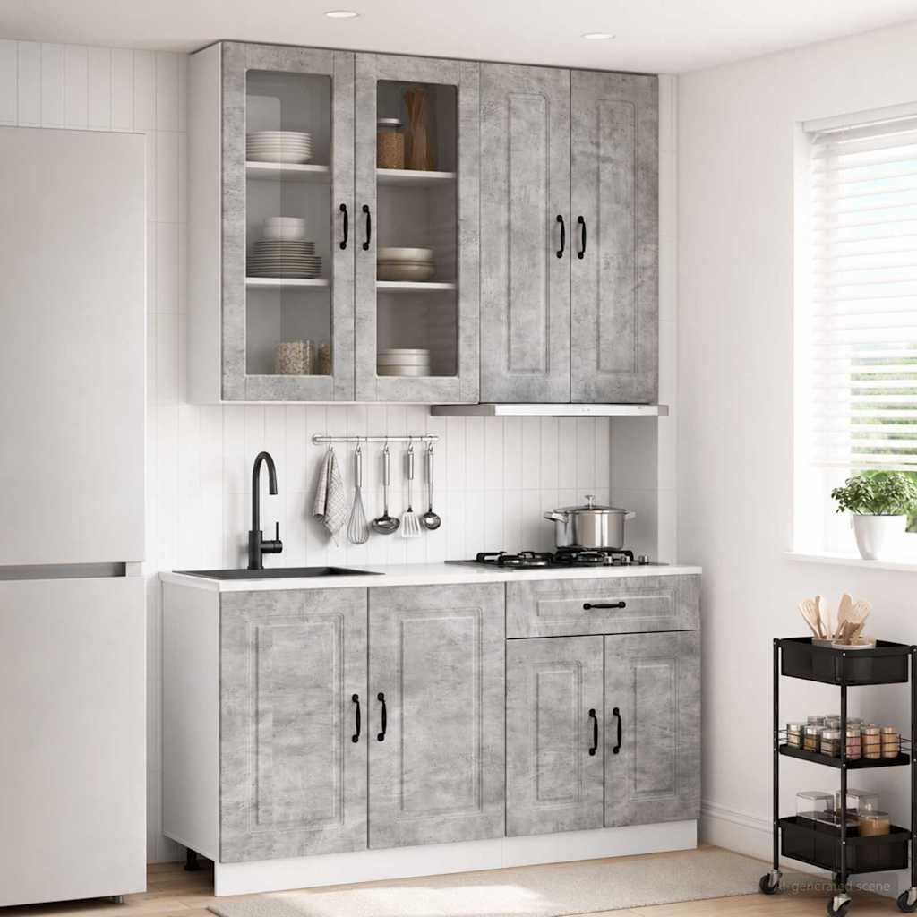 Kitchen Unit KALMAR 4 pcs Engineered Wood Concrete grey 100 cm