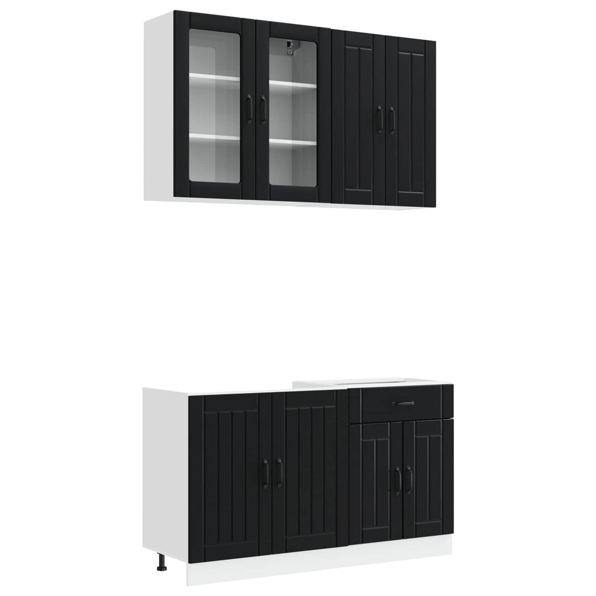 Kitchen Unit LUCCA 4 pcs Engineered Wood Black 80 cm