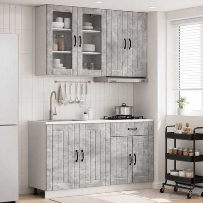 Kitchen Unit LUCCA 4 pcs Engineered Wood Concrete grey 80 cm