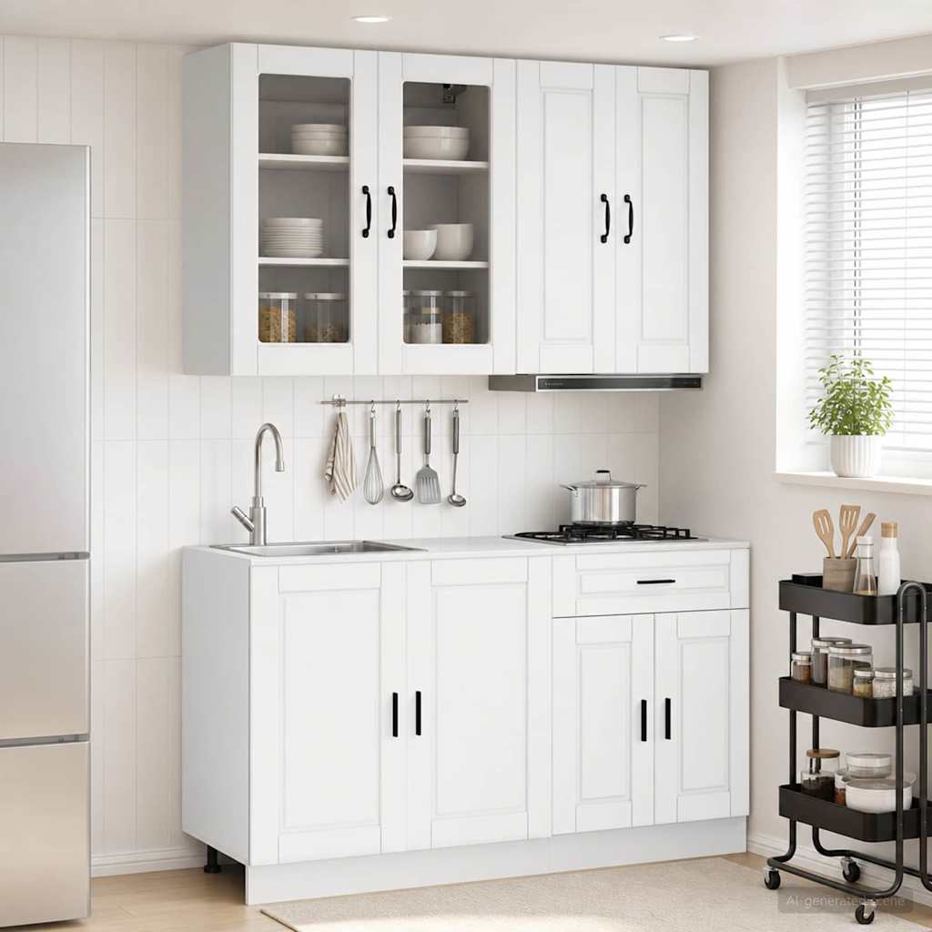 Kitchen Unit PORTO 4 pcs Engineered Wood White 80 cm