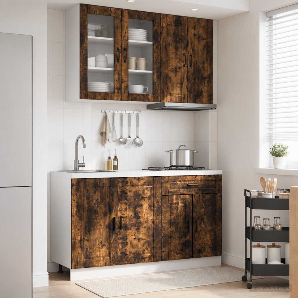 Kitchen Unit PORTO 4 pcs Engineered Wood Smoked oak 80 cm