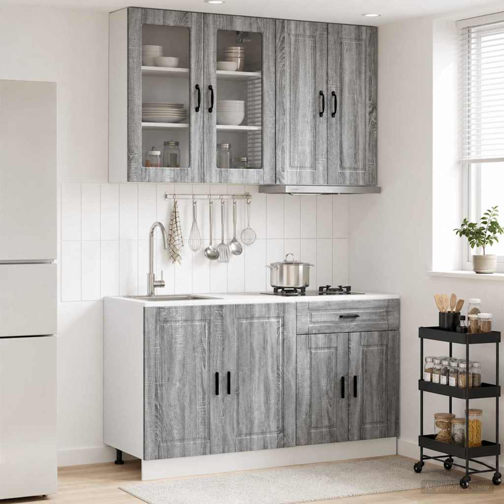 Kitchen Unit PORTO 4 pcs Engineered Wood Grey sonoma 80 cm