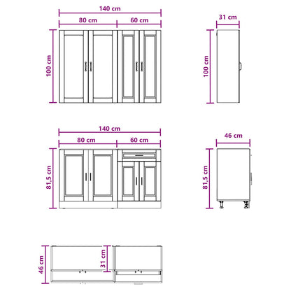 Kitchen Unit PORTO 4 pcs Engineered Wood White 100 cm