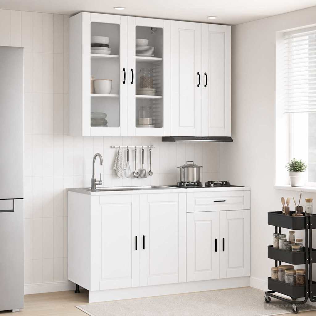 Kitchen Unit PORTO 4 pcs Engineered Wood High gloss white 100 cm