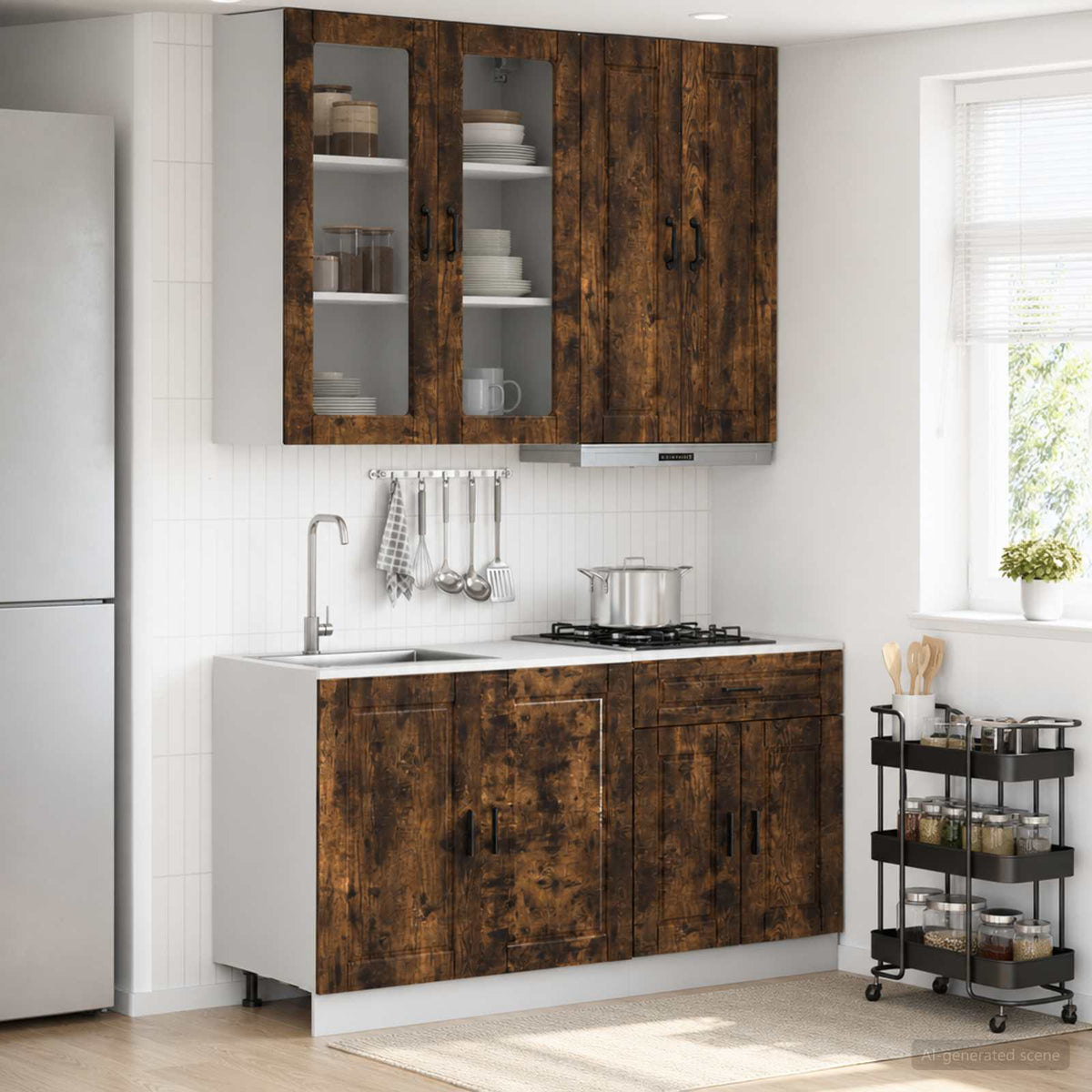 Kitchen Unit PORTO 4 pcs Engineered Wood Smoked oak 100 cm