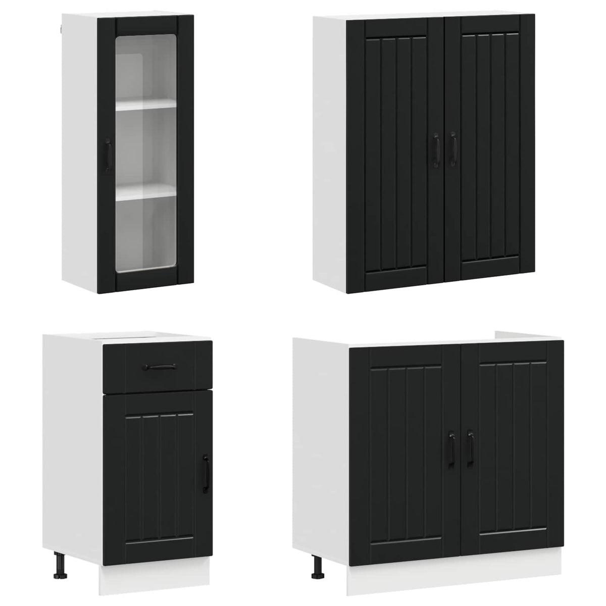 Kitchen Unit LUCCA 8 pcs Engineered Wood Black 100 cm