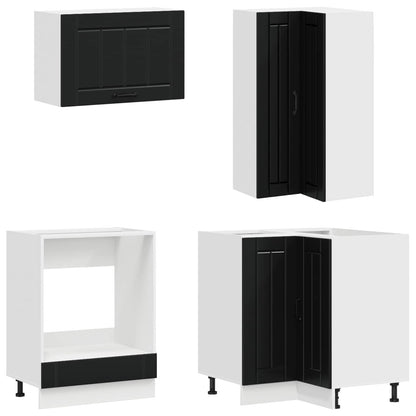 Kitchen Unit LUCCA 8 pcs Engineered Wood Black 100 cm