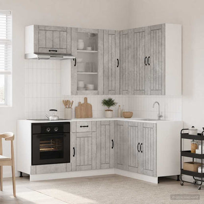 Kitchen Unit LUCCA 8 pcs Engineered Wood Concrete grey 100 cm