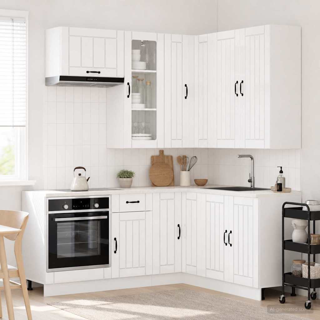 Kitchen Unit LUCCA 8 pcs Engineered Wood High gloss white 100 cm