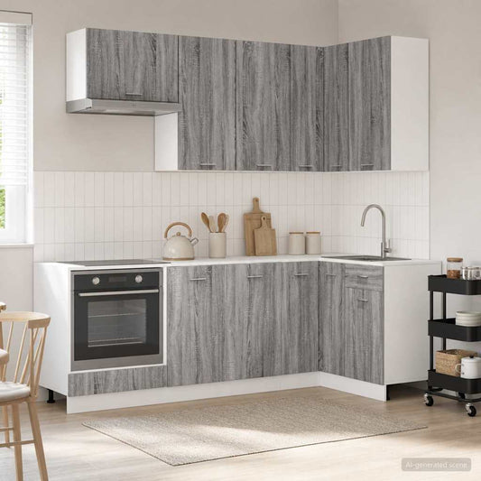 Kitchen Unit LYON 8 pcs Engineered Wood Grey sonoma 80 cm