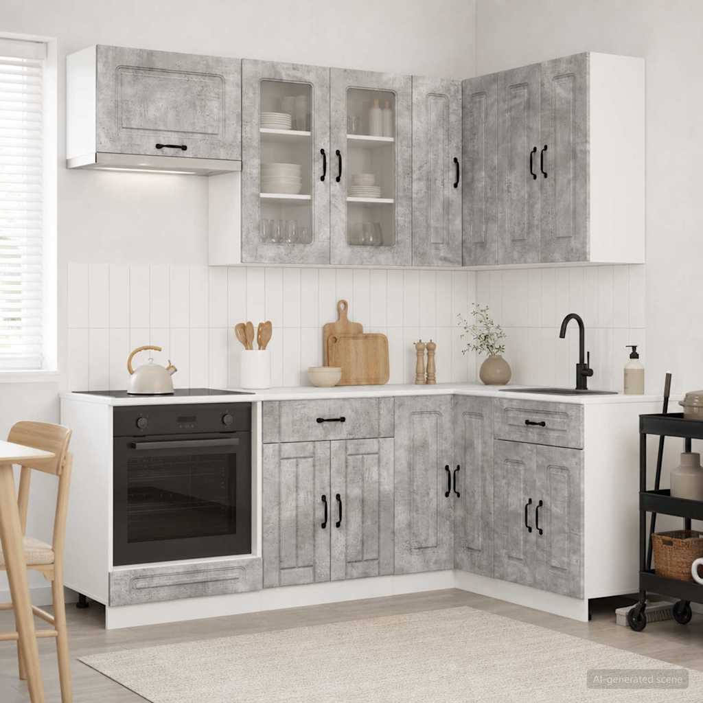 Kitchen Unit KALMAR 8 pcs Engineered Wood Concrete grey 80 cm