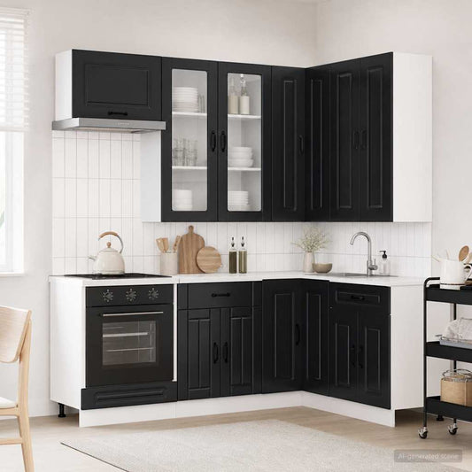 Kitchen Unit KALMAR 8 pcs Engineered Wood Black 100 cm