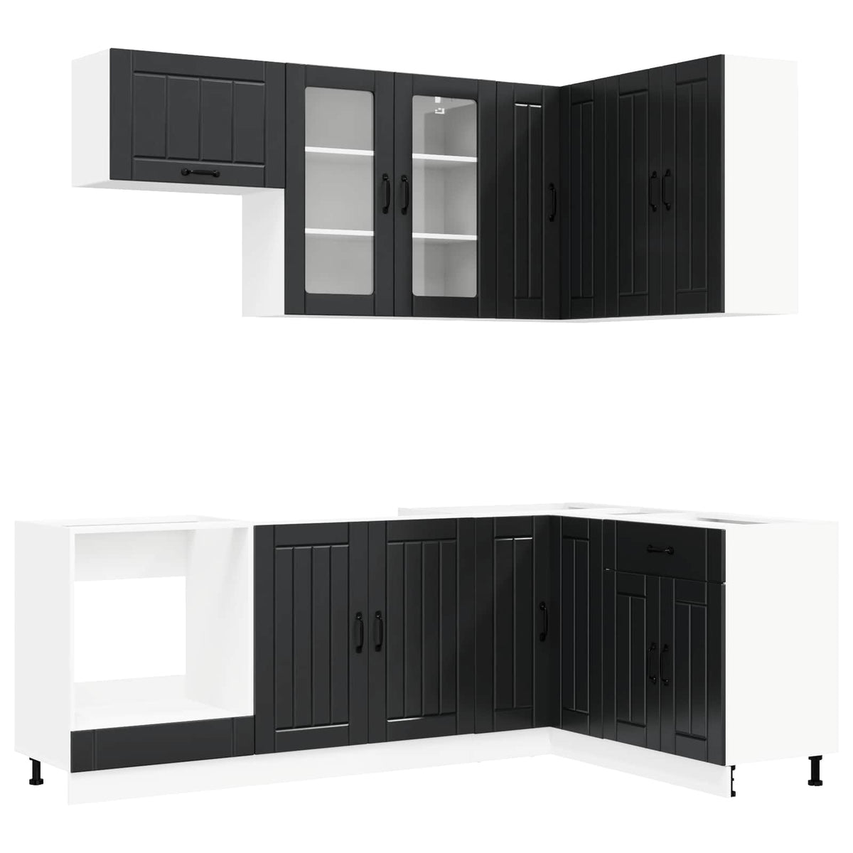 Kitchen Unit LUCCA 8 pcs Engineered Wood Black 80 cm