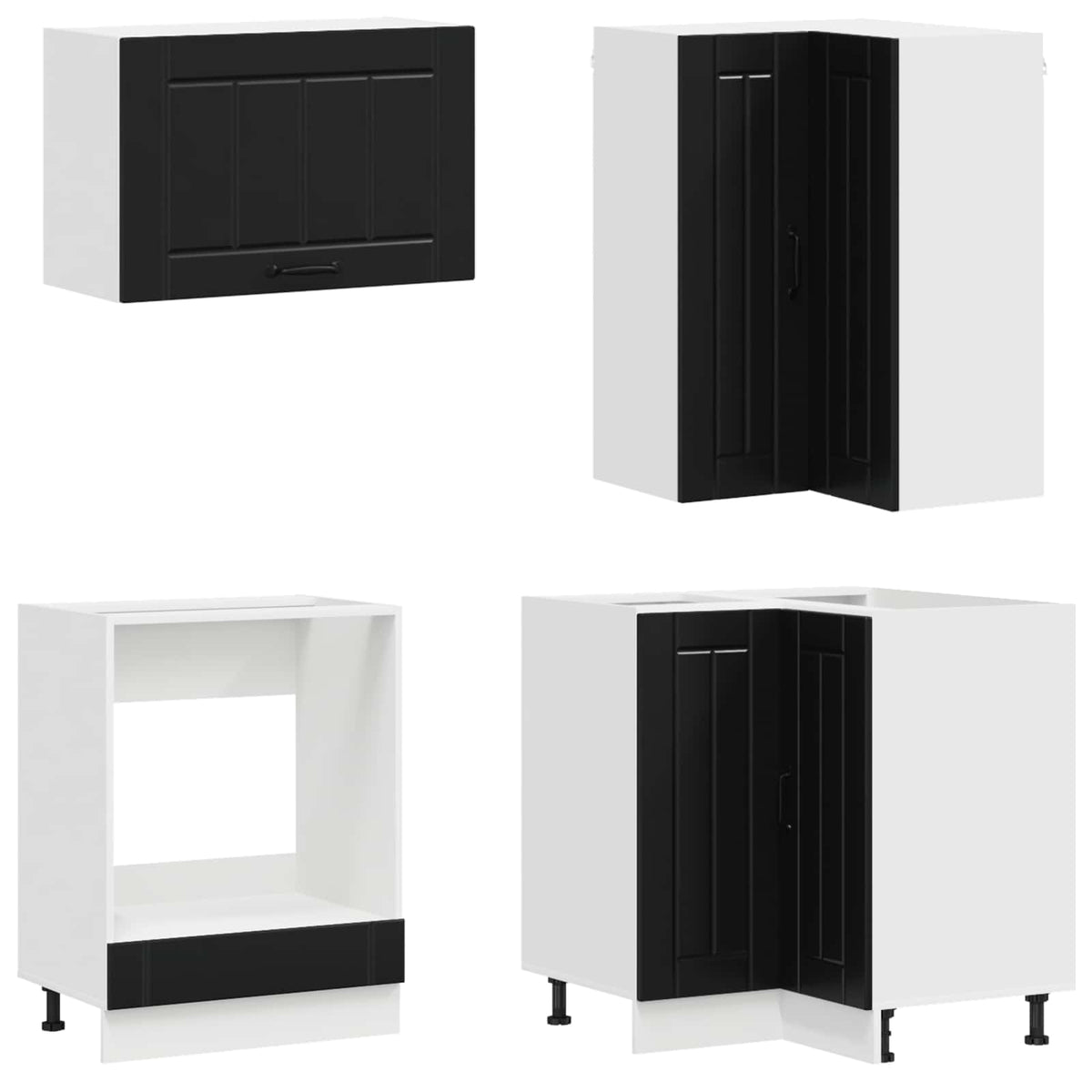 Kitchen Unit LUCCA 8 pcs Engineered Wood Black 80 cm