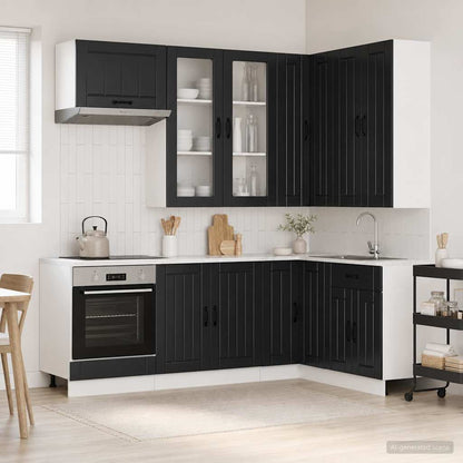 Kitchen Unit LUCCA 8 pcs Engineered Wood Black 100 cm