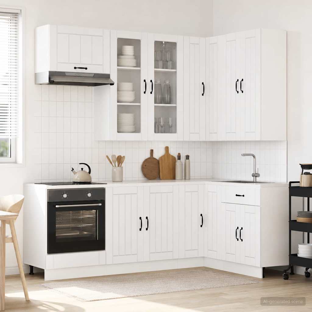 Kitchen Unit LUCCA 8 pcs Engineered Wood High gloss white 100 cm