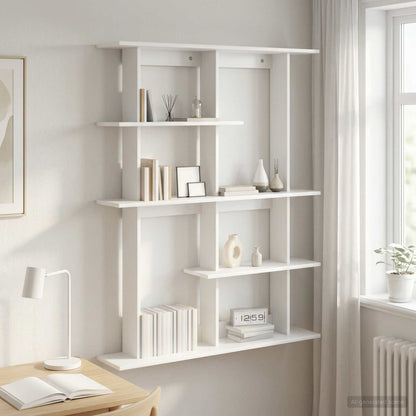 vidaXL Wall Shelf White 102 x 20 x 130 cm Engineered Wood 1
