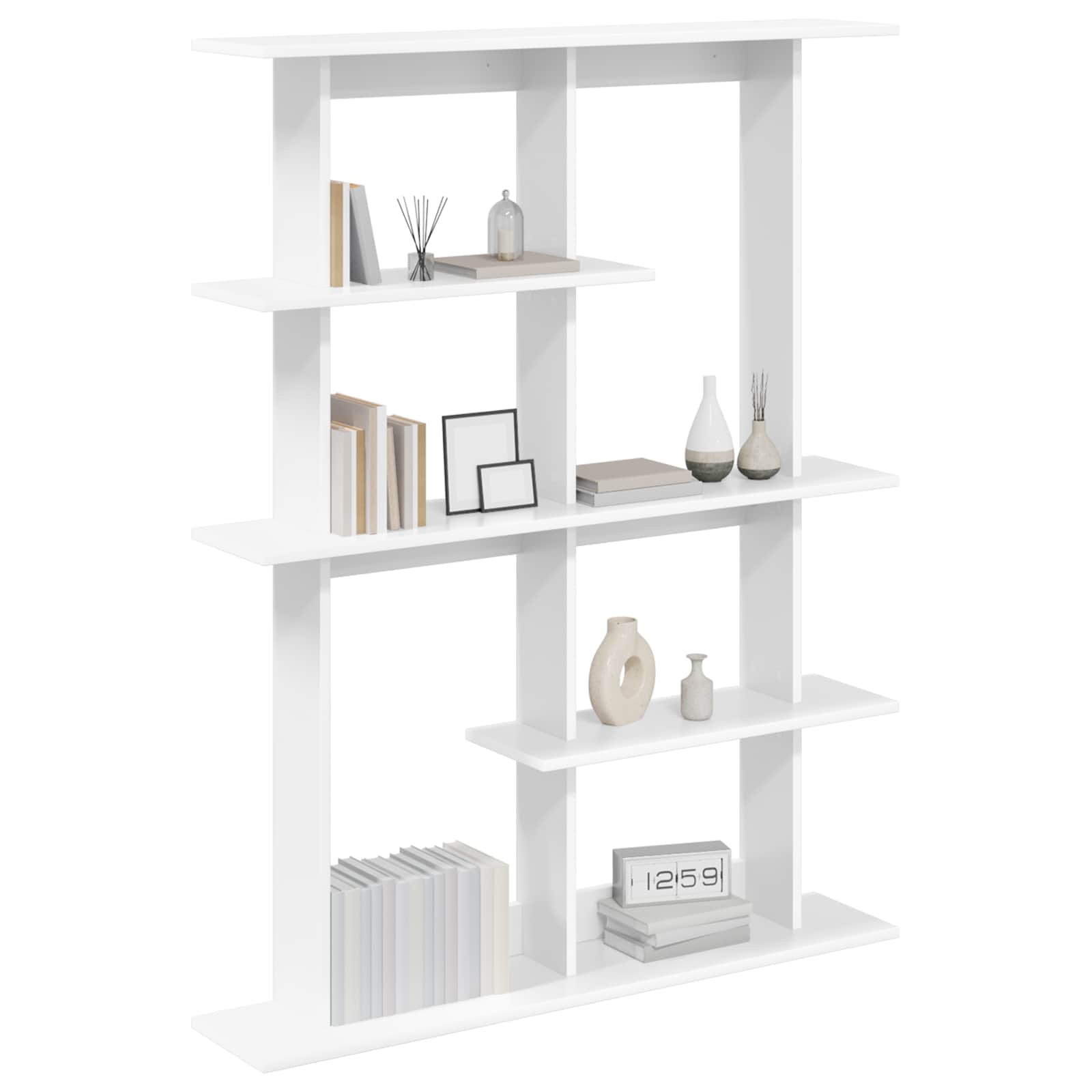 vidaXL Wall Shelf White 102 x 20 x 130 cm Engineered Wood 3