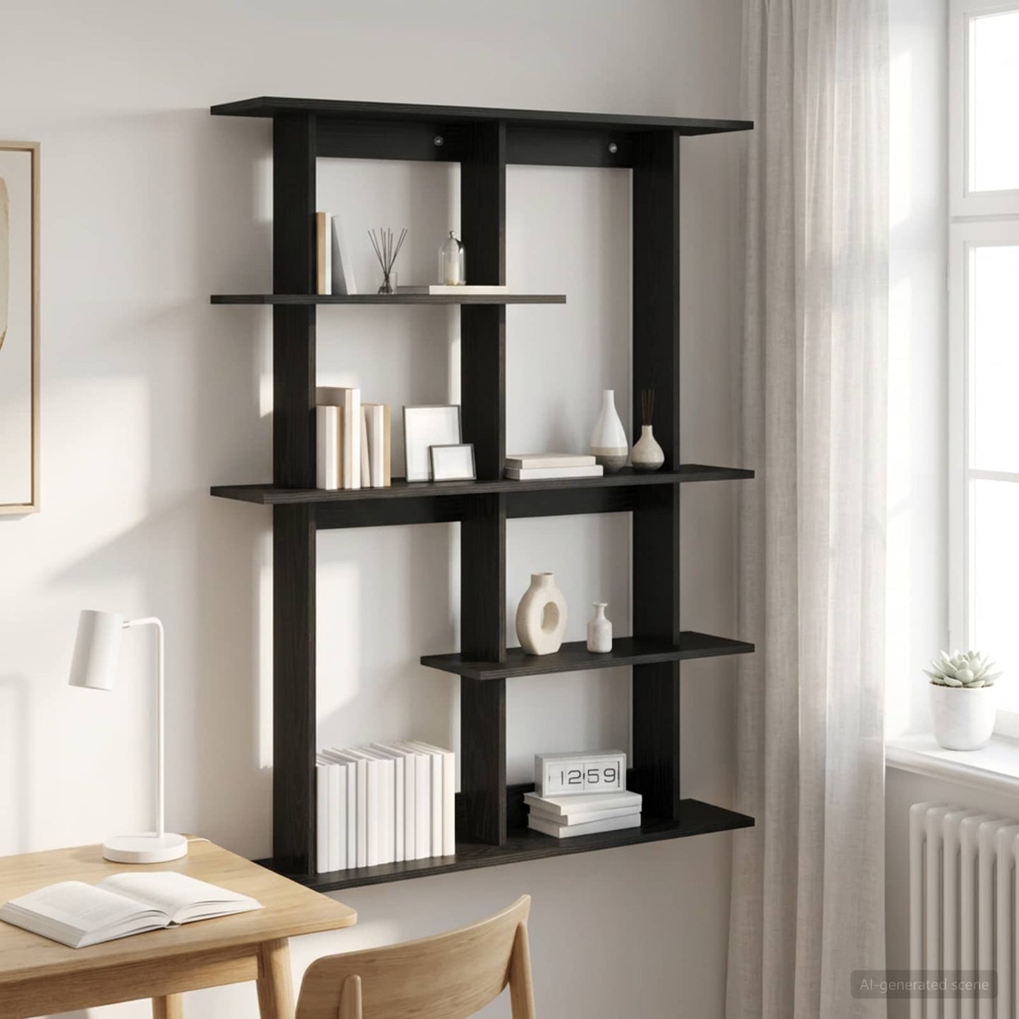vidaXL Wall Shelf Black Oak 102 x 20 x 130 cm Engineered Wood 1