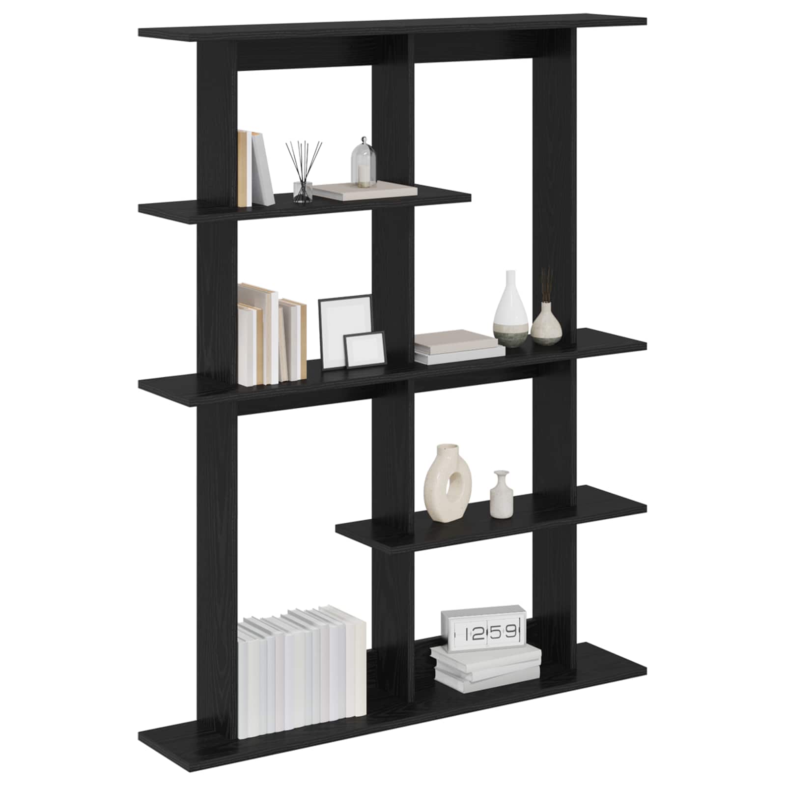 vidaXL Wall Shelf Black Oak 102 x 20 x 130 cm Engineered Wood 3