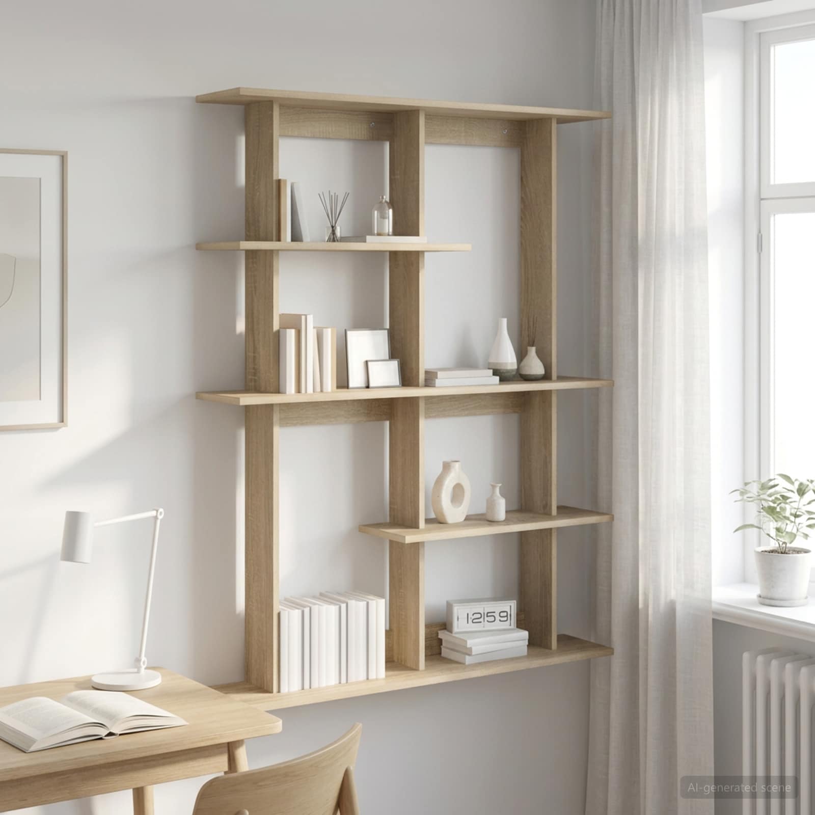 vidaXL Wall Shelf Sonoma Oak 102 x 20 x 130 cm Engineered Wood 1