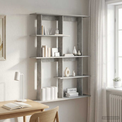 vidaXL Wall Shelf Concrete Grey 102 x 20 x 130 cm Engineered Wood 1