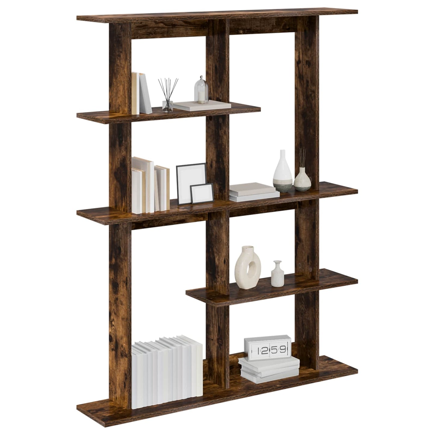 vidaXL Wall Shelf Smoked Oak 102 x 20 x 130 cm Engineered Wood 3