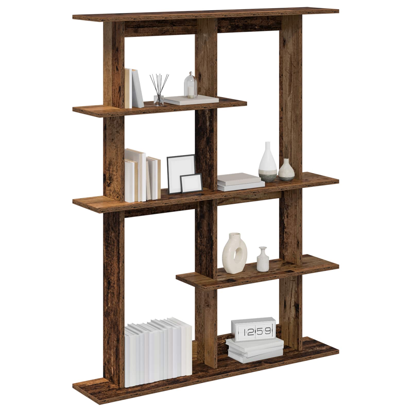 vidaXL Wall Shelf Old Wood 102 x 20 x 130 cm Engineered Wood 3