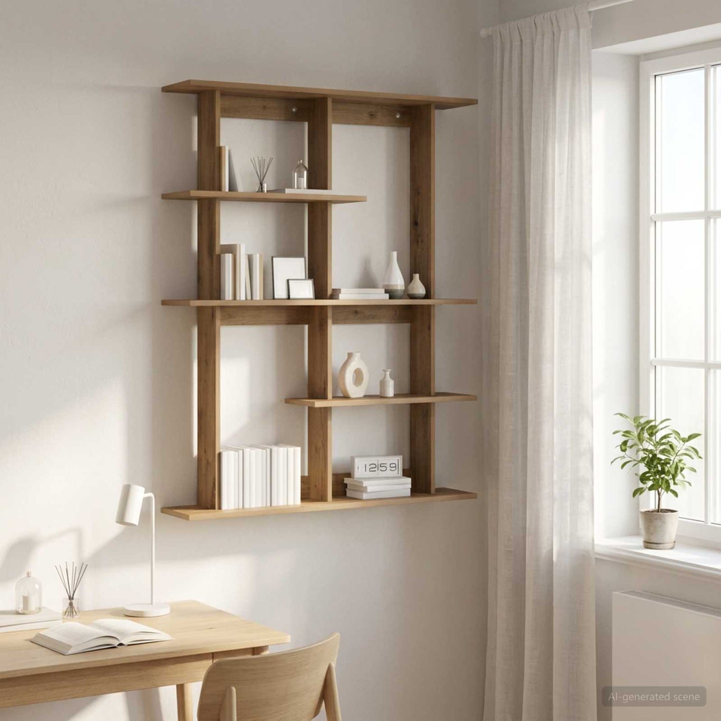 vidaXL Wall Shelf Artisan Oak 102 x 20 x 130 cm Engineered Wood 1