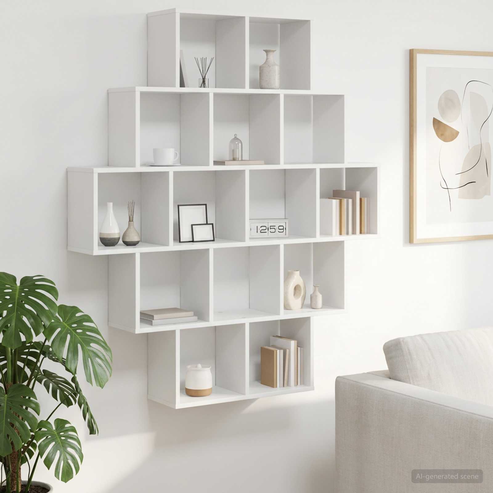 vidaXL Wall Shelf White 120 x 20 x 136 cm Engineered Wood 1