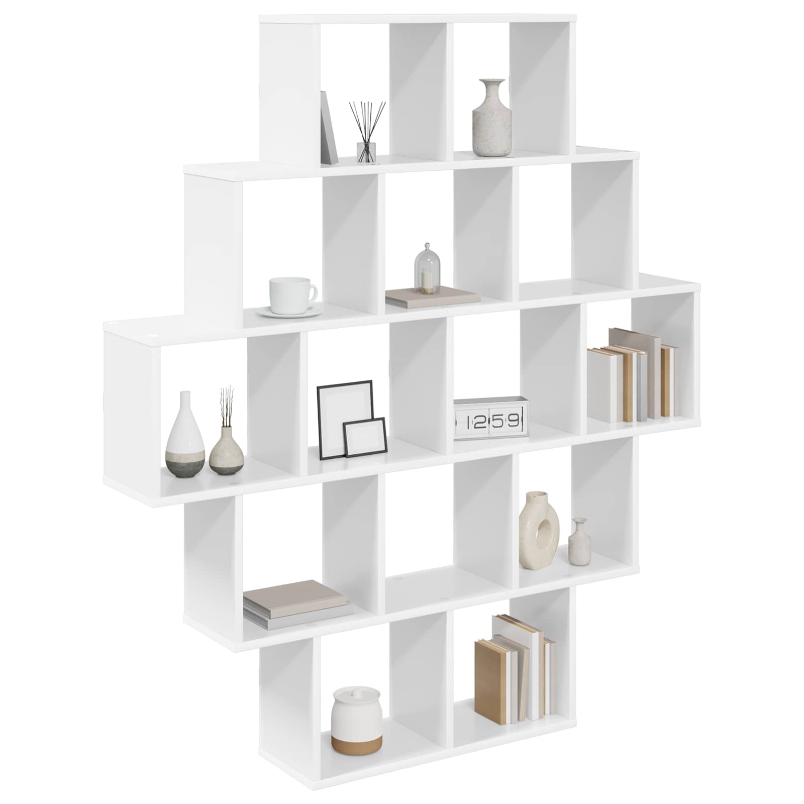 vidaXL Wall Shelf White 120 x 20 x 136 cm Engineered Wood 3