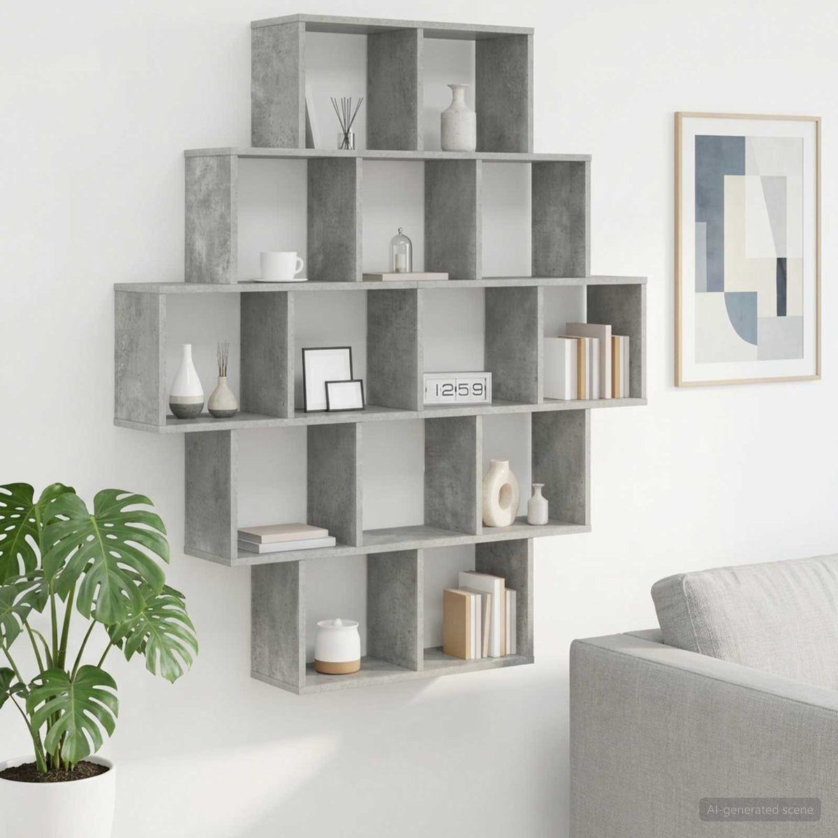 Wall Shelf 120 x 20 x 136 cm Engineered Wood Concrete grey