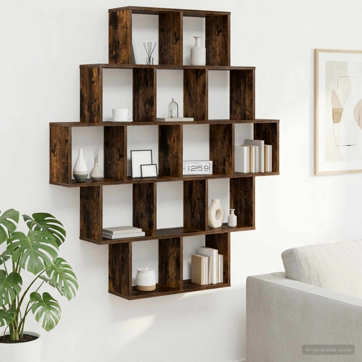 Wall Shelf 120 x 20 x 136 cm Engineered Wood Smoked oak