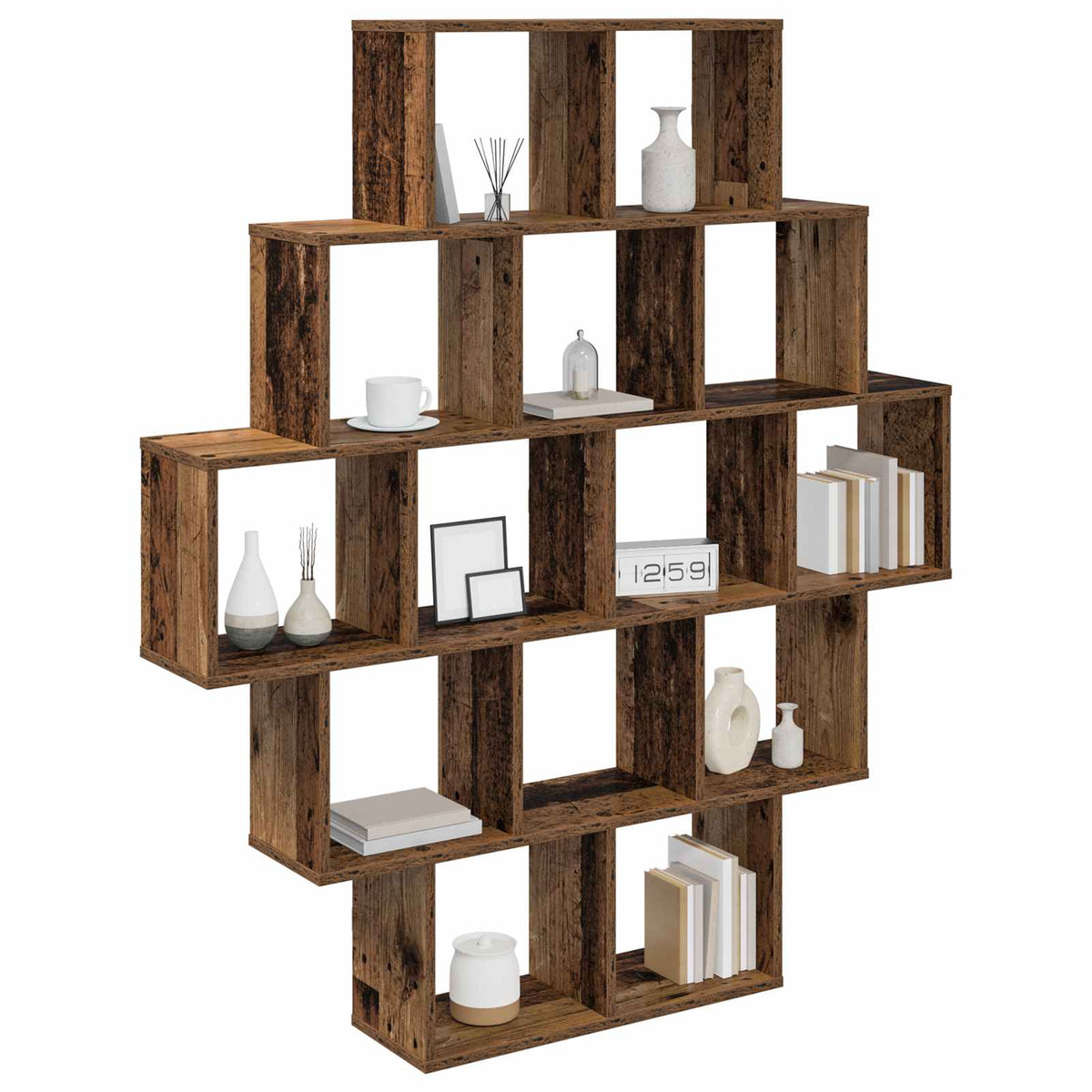 vidaXL Wall Shelf Old Wood 120 x 20 x 136 cm Engineered Wood 3