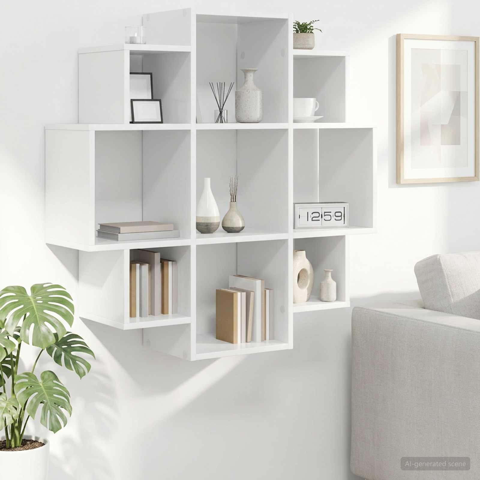 vidaXL Wall Shelf White 90 x 25 x 90 cm Engineered Wood 1