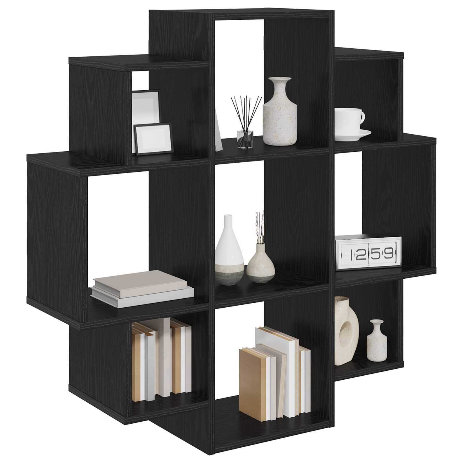 vidaXL Wall Shelf Black Oak 90 x 25 x 90 cm Engineered Wood 3