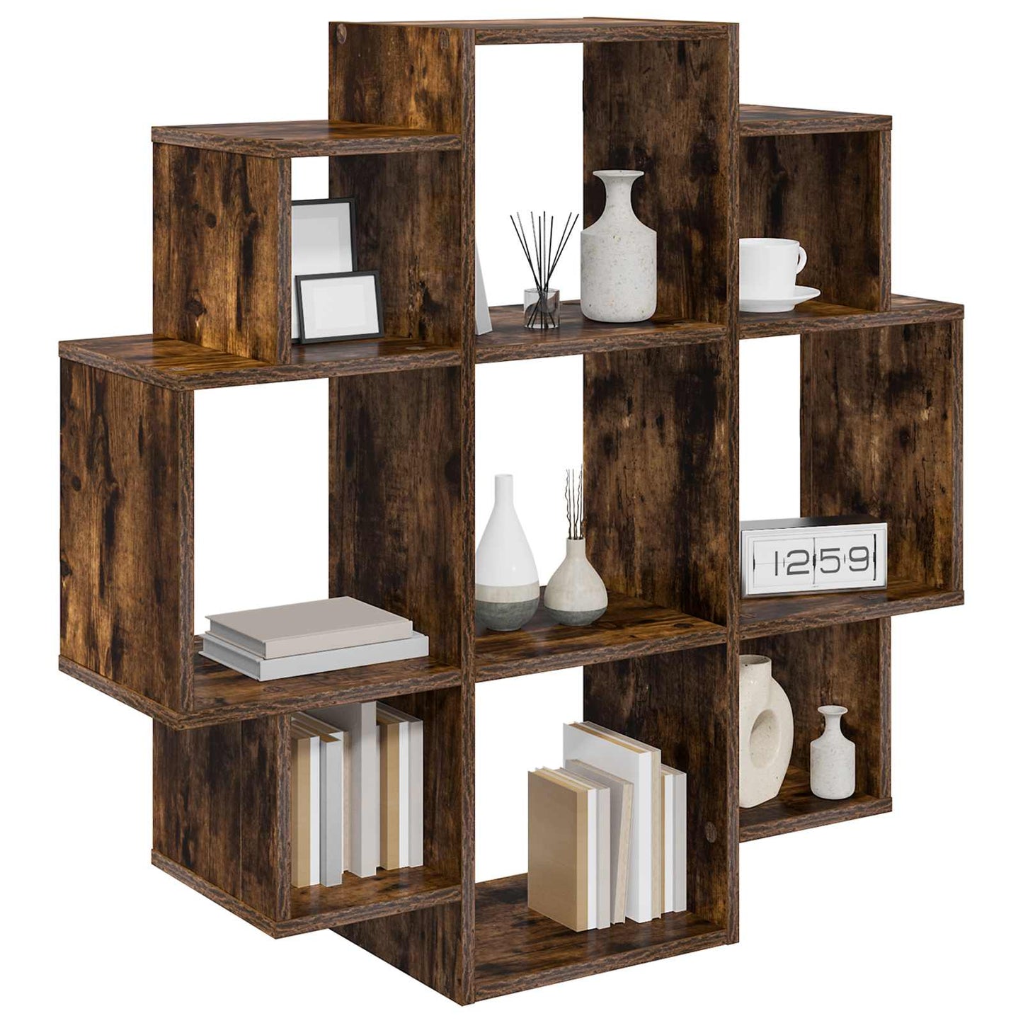 vidaXL Wall Shelf Smoked Oak 90 x 25 x 90 cm Engineered Wood 3