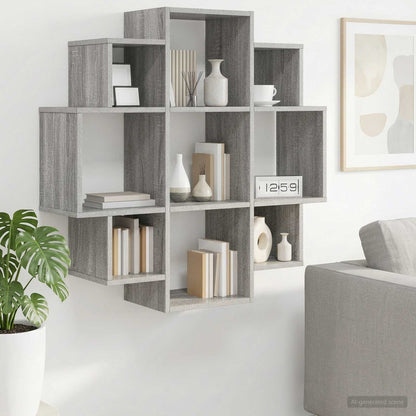 vidaXL Wall Shelf Grey Sonoma 90 x 25 x 90 cm Engineered Wood 1
