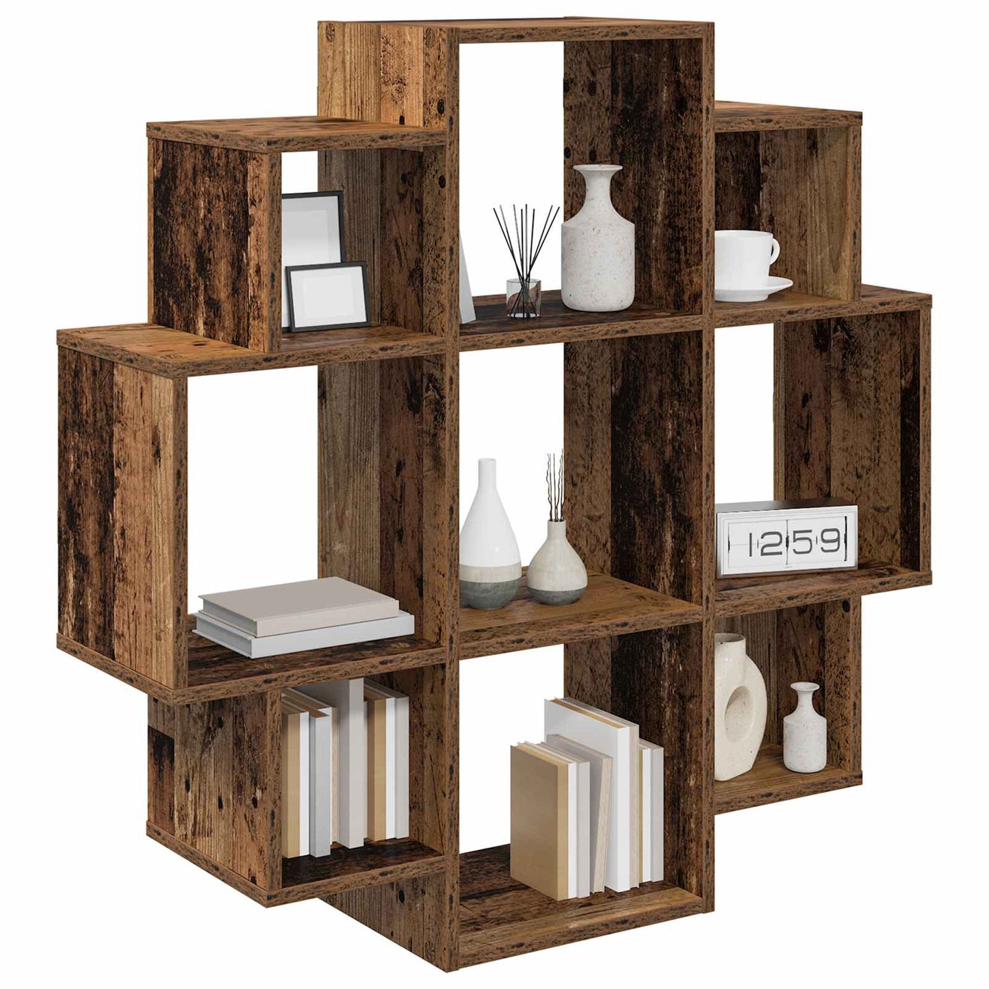 vidaXL Wall Shelf Old Wood 90 x 25 x 90 cm Engineered Wood 3