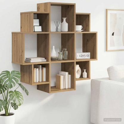 vidaXL Wall Shelf Artisan Oak 90 x 25 x 90 cm Engineered Wood 1