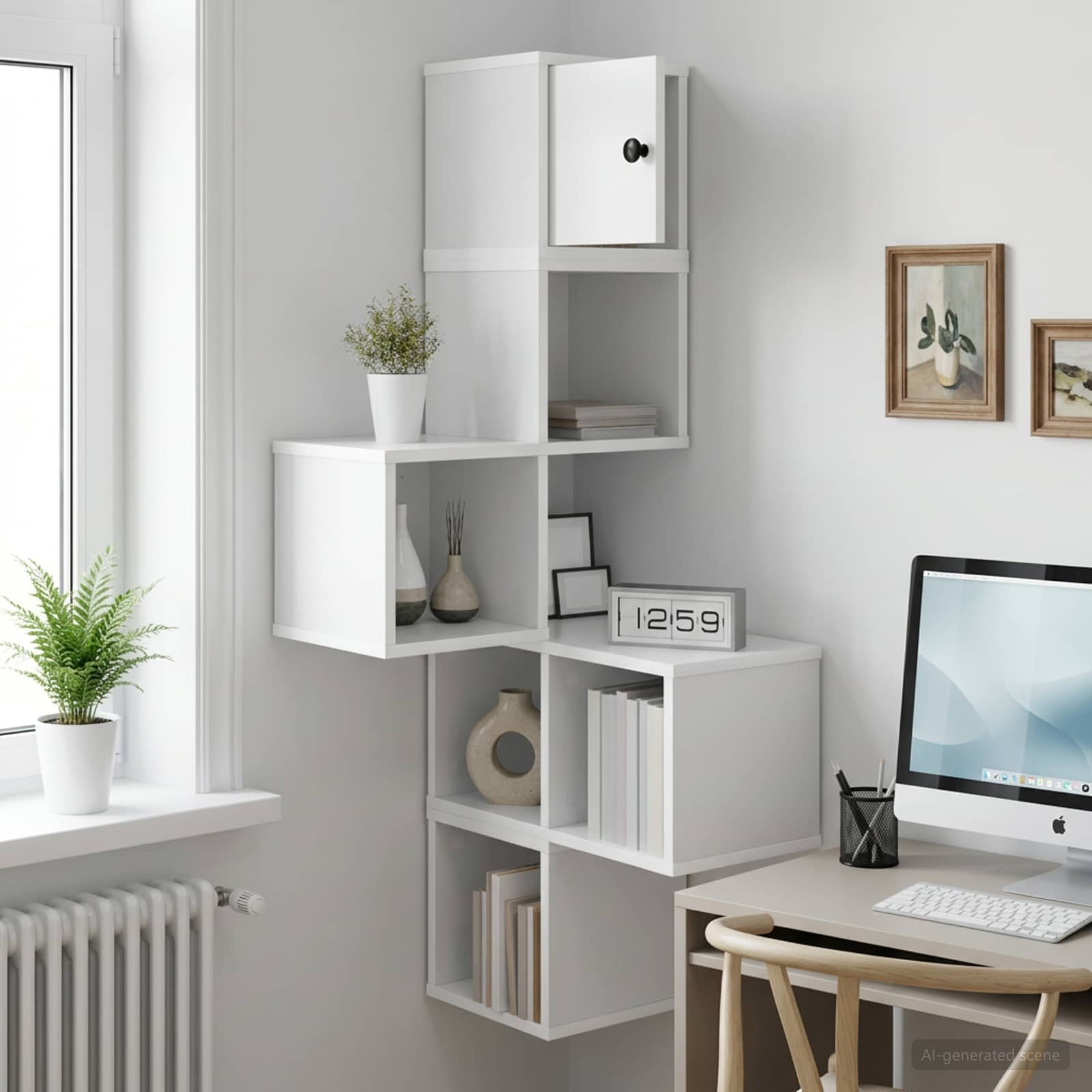 vidaXL Wall Corner Shelf White 48 x 48 x 120 cm Engineered Wood 1