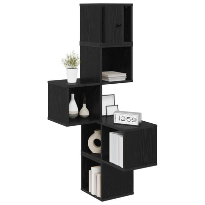 vidaXL Wall Corner Shelf Black Oak 48 x 48 x 120 cm Engineered Wood 3