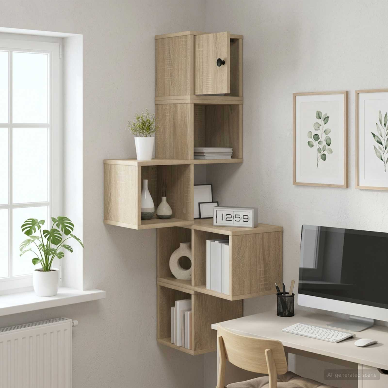 vidaXL Wall Corner Shelf Sonoma Oak 48 x 48 x 120 cm Engineered Wood 1